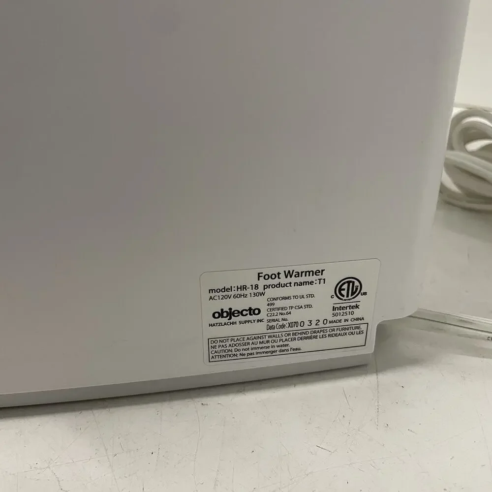 Objecto T1 Foot Heater Model HR-18 White CLEAN TESTED - Picture 3 of 5